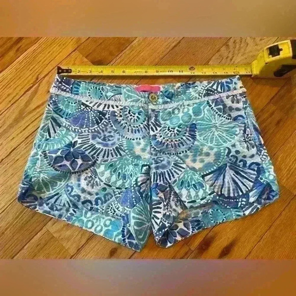 Lilly Pulitzer Adie Shorts Half Shell Turquoise/Blue 100% Cotton Women’s Size 6 - Picture 10 of 12